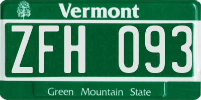 VT license plate ZFH093