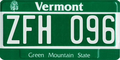 VT license plate ZFH096