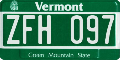 VT license plate ZFH097