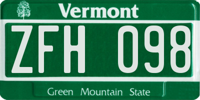 VT license plate ZFH098