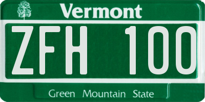 VT license plate ZFH100
