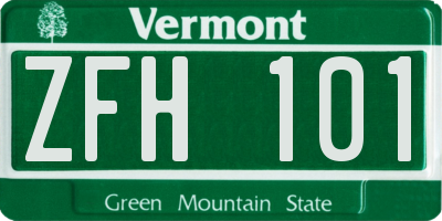VT license plate ZFH101