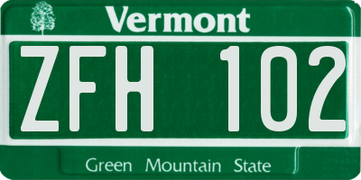VT license plate ZFH102