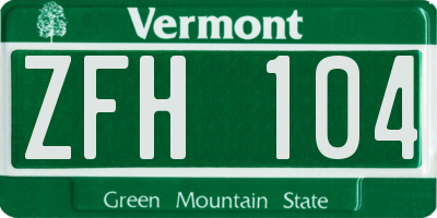 VT license plate ZFH104