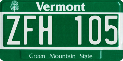 VT license plate ZFH105