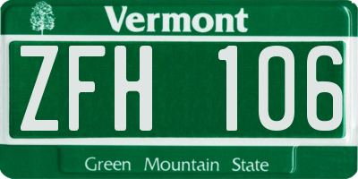 VT license plate ZFH106