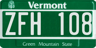 VT license plate ZFH108