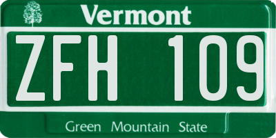 VT license plate ZFH109