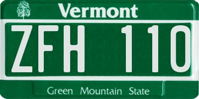 VT license plate ZFH110