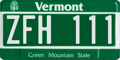 VT license plate ZFH111