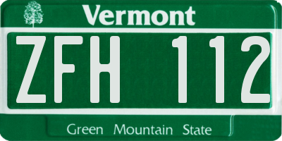 VT license plate ZFH112