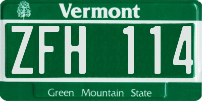 VT license plate ZFH114