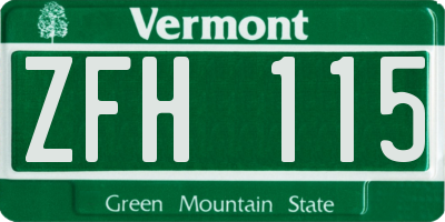 VT license plate ZFH115