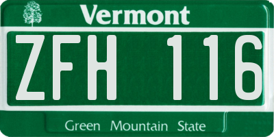 VT license plate ZFH116