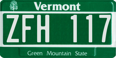 VT license plate ZFH117