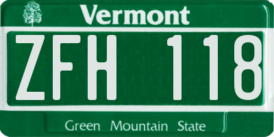 VT license plate ZFH118