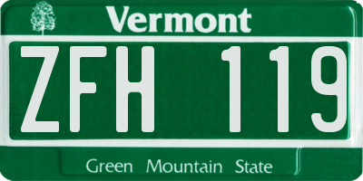 VT license plate ZFH119