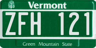 VT license plate ZFH121