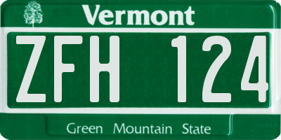 VT license plate ZFH124