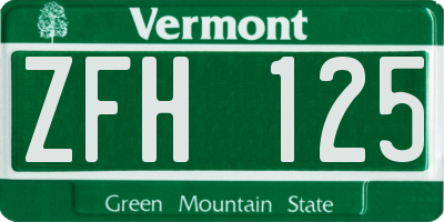 VT license plate ZFH125