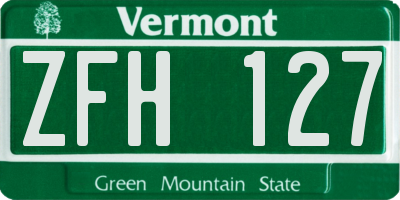 VT license plate ZFH127