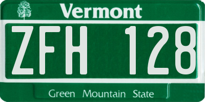 VT license plate ZFH128