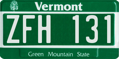 VT license plate ZFH131