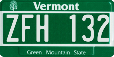 VT license plate ZFH132