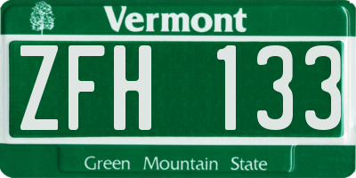 VT license plate ZFH133