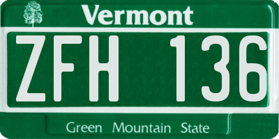 VT license plate ZFH136