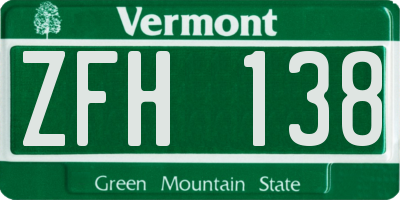 VT license plate ZFH138