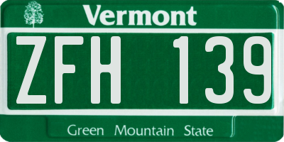 VT license plate ZFH139