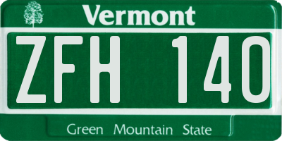 VT license plate ZFH140