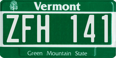 VT license plate ZFH141