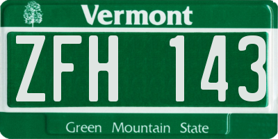 VT license plate ZFH143