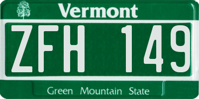VT license plate ZFH149