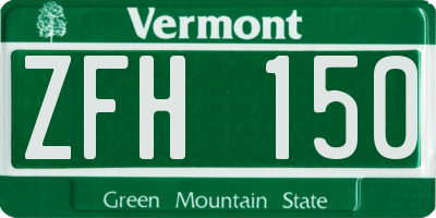 VT license plate ZFH150