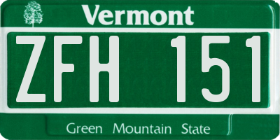 VT license plate ZFH151
