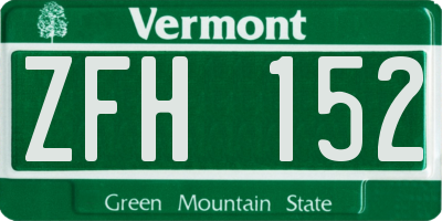 VT license plate ZFH152