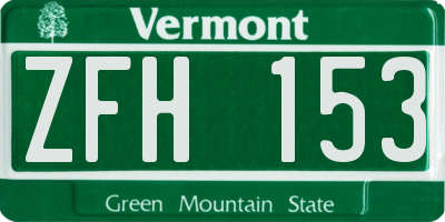 VT license plate ZFH153