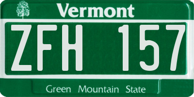 VT license plate ZFH157