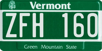VT license plate ZFH160