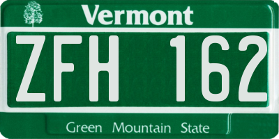 VT license plate ZFH162