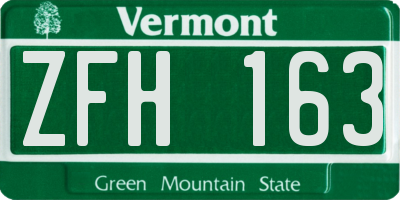VT license plate ZFH163