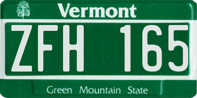 VT license plate ZFH165
