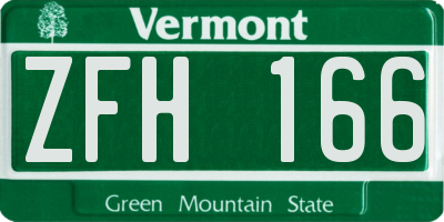 VT license plate ZFH166