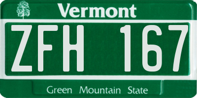 VT license plate ZFH167