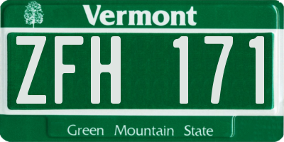 VT license plate ZFH171