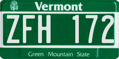 VT license plate ZFH172