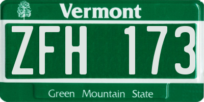 VT license plate ZFH173